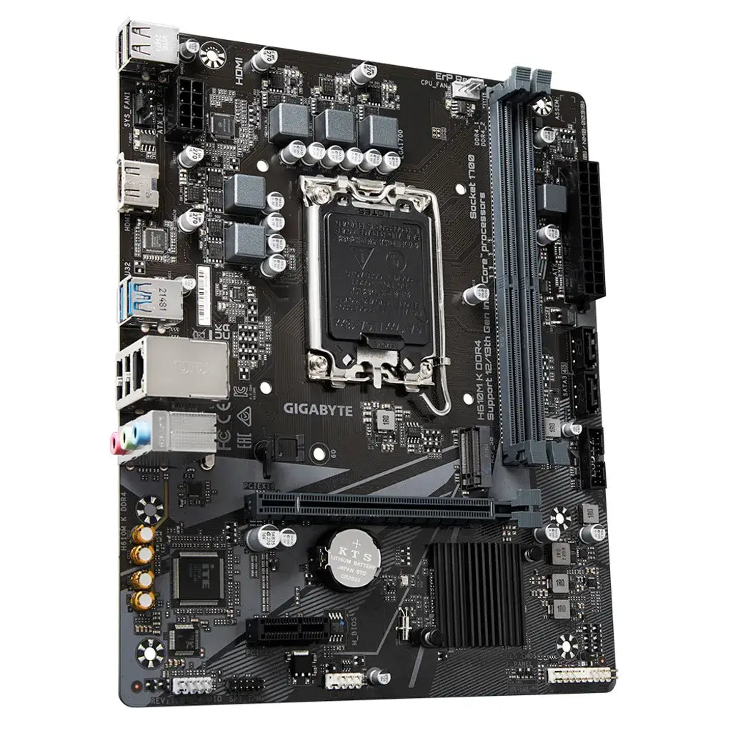 Gigabyte H610M K DDR4 Motherboard - PCIe 4.0* Design, Gen3 x4 M.2, GbE LAN, Anti-Sulfur Resistor, Smart Fan 6 Supports Intel® Core™ 14th/ 13th /12th processors R 1499.00Gigabyte