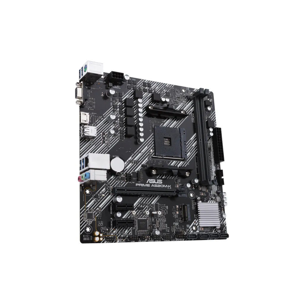 ASUS PRIME A520M-K AMD MainboardAMD A520 (Ryzen AM4) micro ATX motherboard with M.2 support, 1 Gb Ethernet, HDMI/D-Sub, SATA 6 Gbps, USB 3.2 Gen 1 Type-A AMD AMR 1299.00Asus