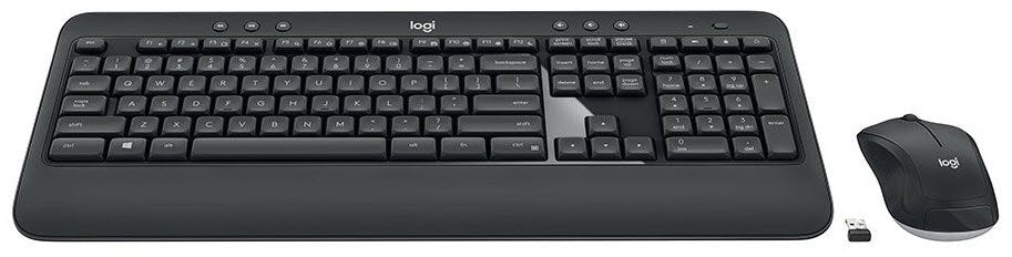 Logitech Wireless Keyboard and mouse Combo MK540 Unifying USB receiver Caps lock indicator light Battery indicator light Familia - hereUR