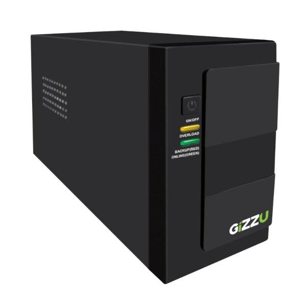 Gizzu 1000VA 500W Line Interactive UPS - Protects Electronic Devices - Low Voltage, Overload, and Short Circuit Protection - Black - hereUR