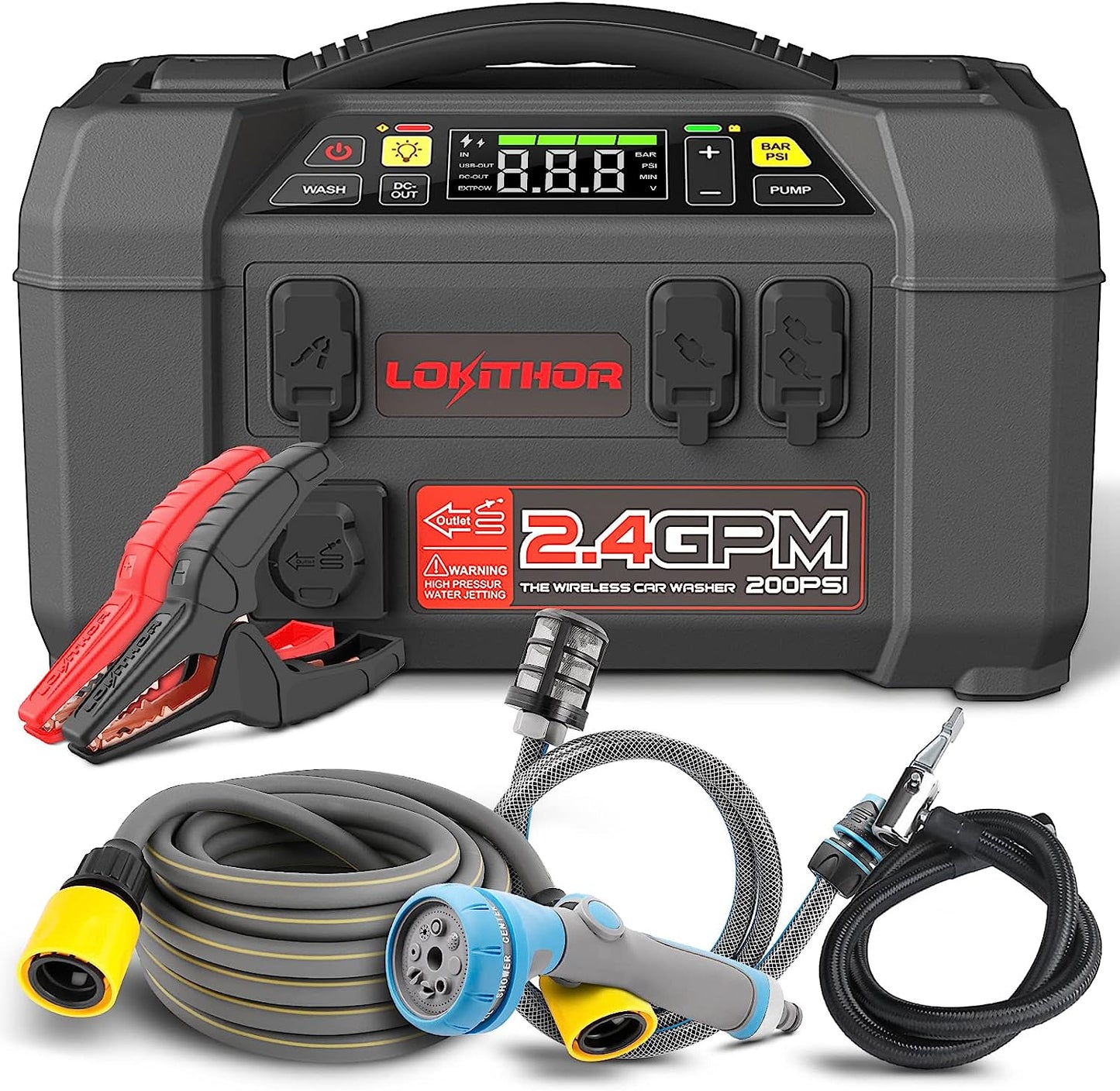 LokiThor 5 In 1 Jump starter, water pump, air inflator, powerbank and LED lighting Industry-first Multifunctional and Portable Product Jump starter, water pump, air inflator,powerbank and LED lighting Engine rating: 8.5L petrol and 6.5L Diesel R 5799.00 L