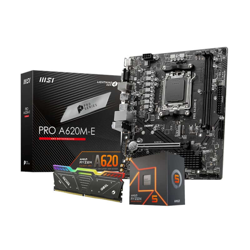 PCBuilder AMD 7500F Upgrade Kit - Ryzen 5, DDR5, MSIUpgrade your PC with the AMD Ryzen 5 7500F, MSI A620M motherboard, and 16GB DDR5 5600MHz gaming memory. Boost performance now!R 7299.00hereUR