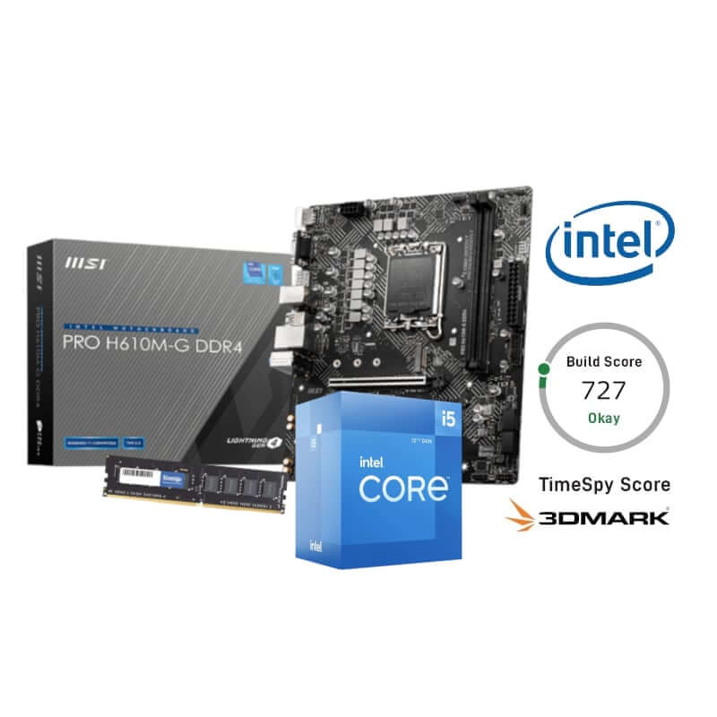 PCBuilder Intel Core i5-12400 LEVEL UP Core Upgrade Kit Upgrade your PC with Intel i5-12400 CPU, MSI H610M motherboard, and 16GB DDR4 memory for unmatched performance. R 5809.00 hereUR