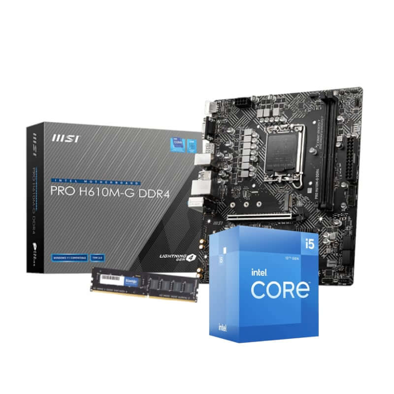 PCBuilder Intel Core i5-12400 LEVEL UP Core Upgrade Kit Upgrade your PC with Intel i5-12400 CPU, MSI H610M motherboard, and 16GB DDR4 memory for unmatched performance. R 5809.00 hereUR