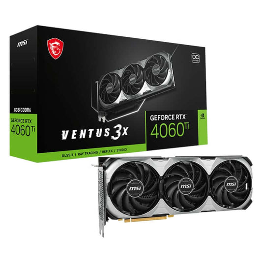 MSI Nvidia GeForce RTX 4060Ti Ventus 3X E 8G GDDR6X 128-BIT Graphics Card Boost your gaming and creativity with the MSI GeForce RTX 4060Ti. Featuring NVIDIA Ada Lovelace architecture, ray tracing, and DLSS 3. R 9689.0 MSI