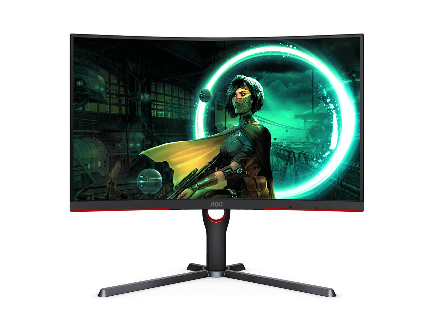 AOC Gaming 27'' Curved Monitor QHD 2560 x 1440; 165hz; HDMI; DP; VESA; Low blue light; Flicker Free; FreeSync; 4 Year warranty - hereUR