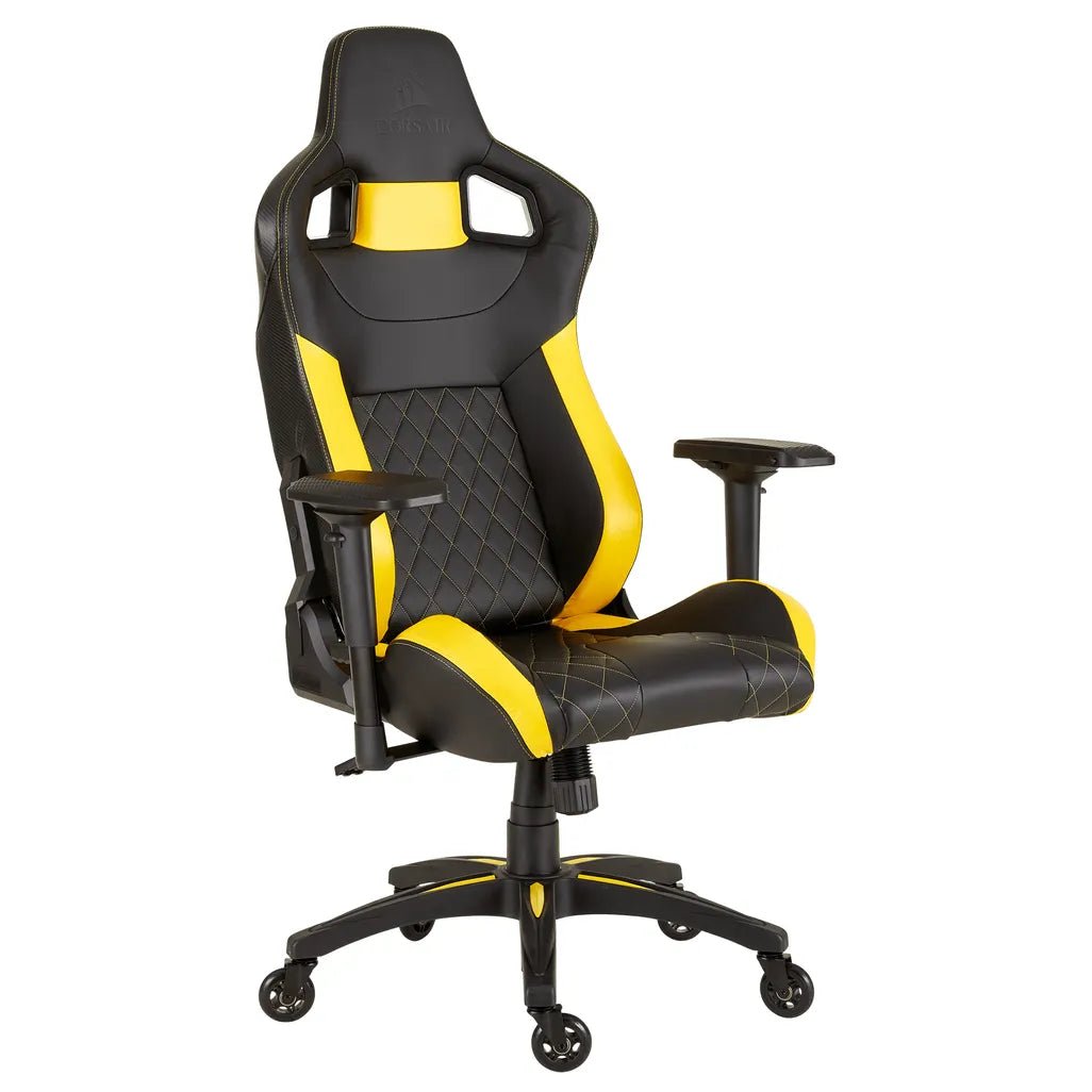 Corsair T1 RACE Gaming Chair — Black/Yellow Elevate your gaming with the Corsair T1 RACE Chair, designed for comfort and style inspired by motorsport seats. Perfect for long sessions. R 4239.00 Corsair