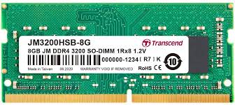 Transcend JetRam JM3200HSB-8G, 8 GB, 1 x 8 GB, DDR4, 3200 MHz, 260-pin SO-DIMM