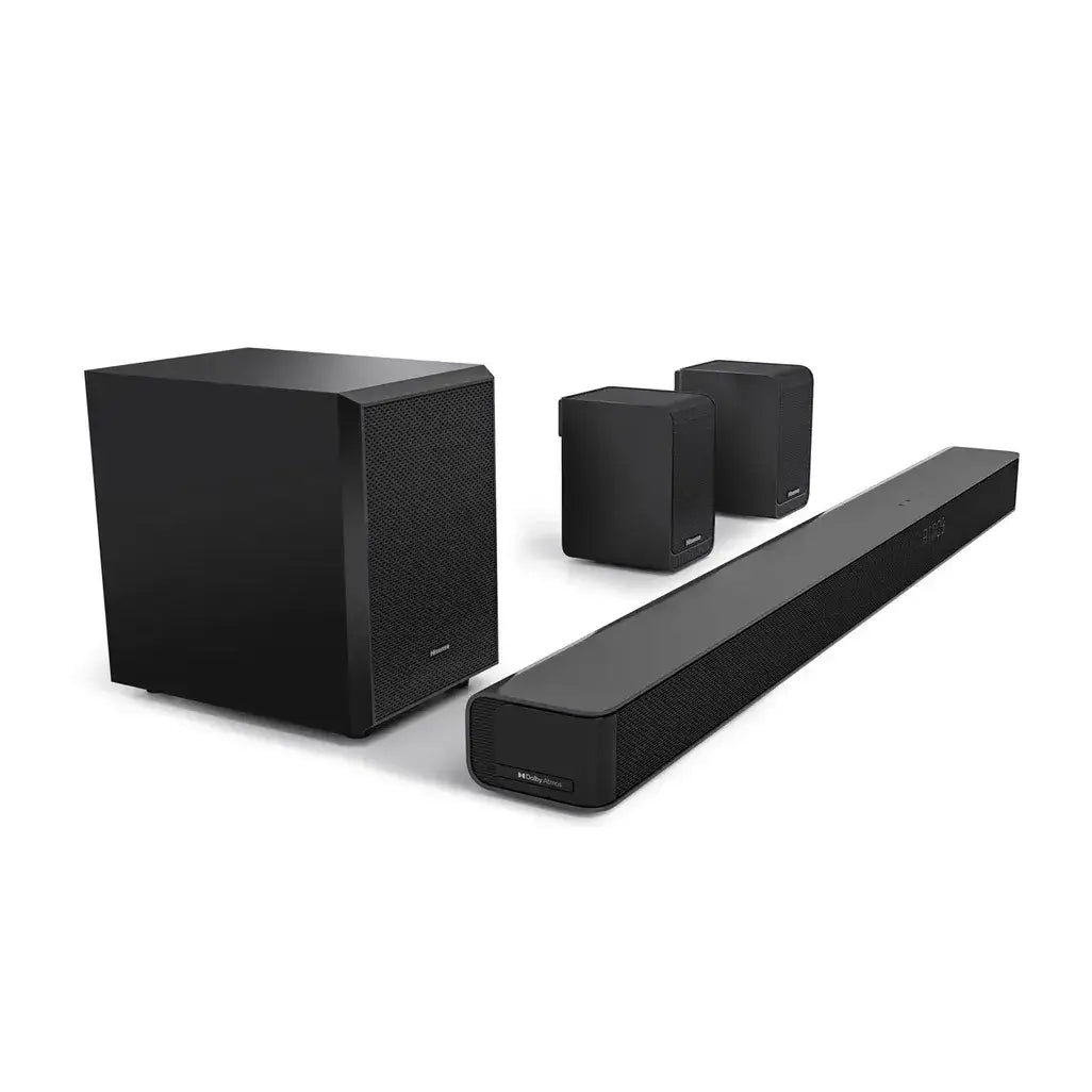 Hisense AX5100G | 5.1ch Soundbar Experience immersive sound with the Hisense AX5100G Soundbar. Features 340W power, 6.5" subwoofer, Bluetooth 5.0, and Dolby Atmos for unparalleled audio. R 4159.00 Hisense